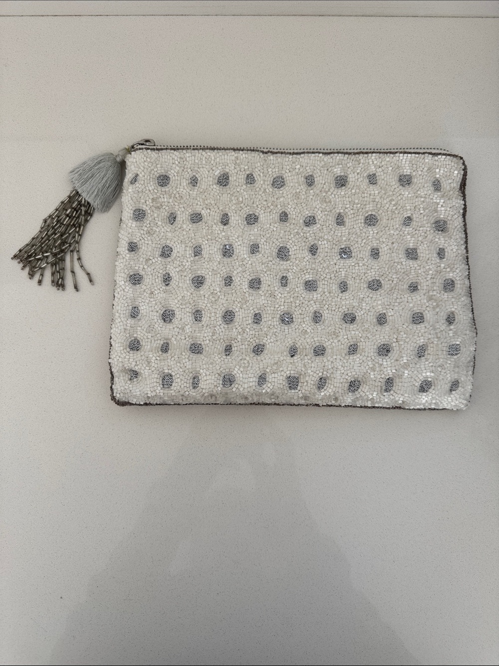 Beaded White Clutch bag